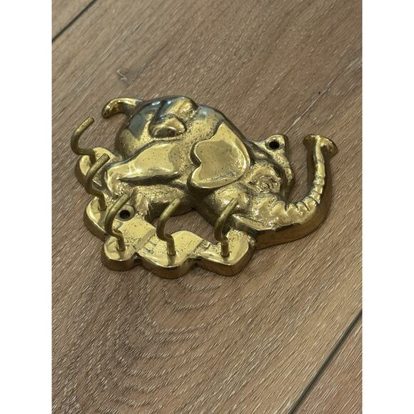 Brass Elephant Key Rack Hooks, Decorative Vintage Wall Mount Key Holder Small - Picture 11 of 14